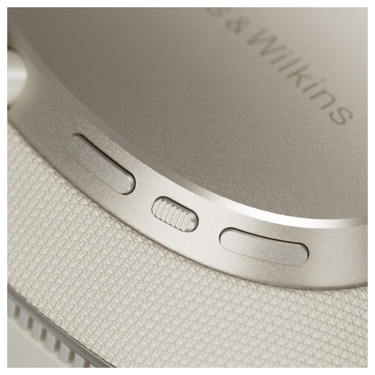 Side view of Bowers + Wilkins PX7 S3 Over-Ear Noise Cancelling Wireless Bluetooth Headphones Canvas white