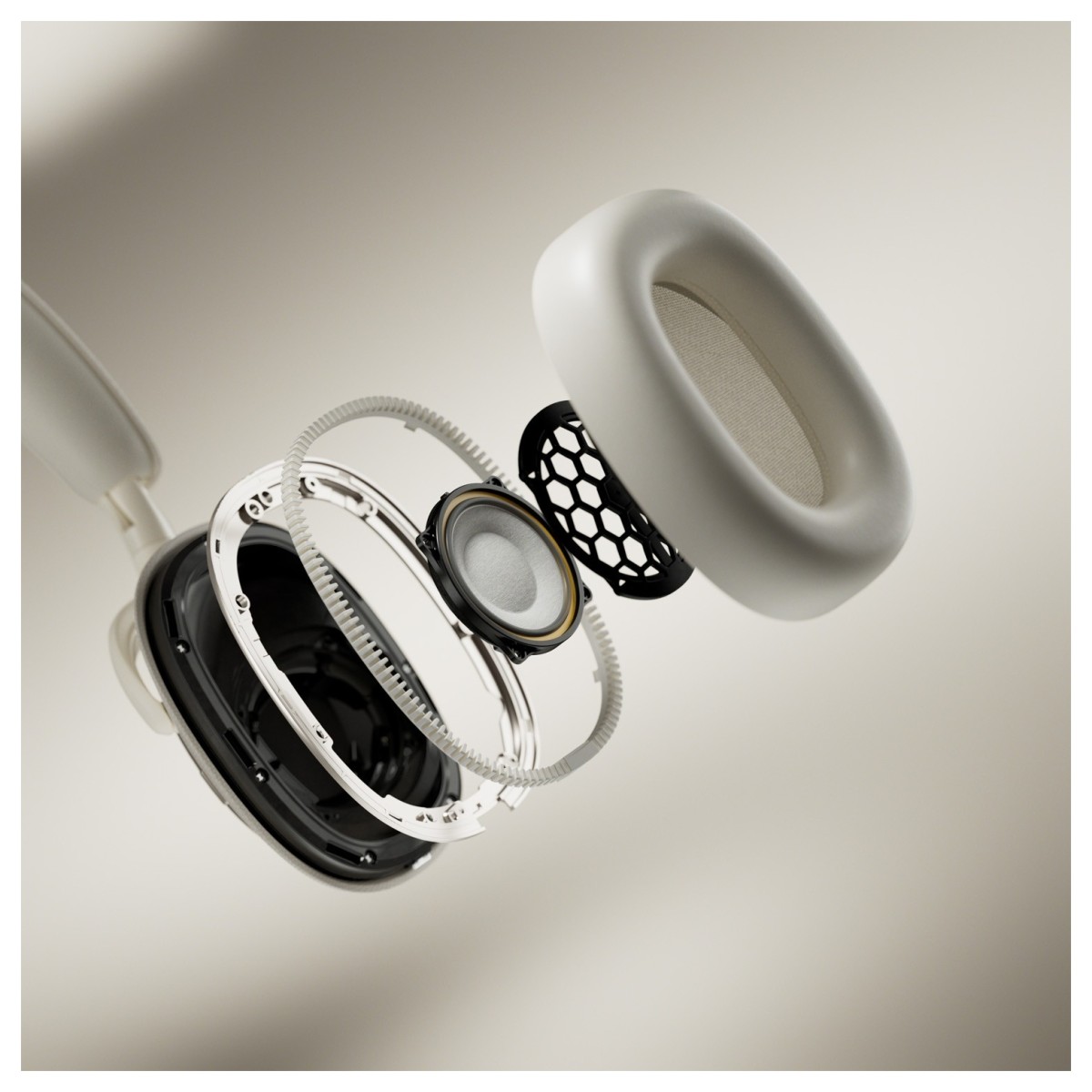 Side view of Bowers + Wilkins PX7 S3 Over-Ear Noise Cancelling Wireless Bluetooth Headphones Canvas white