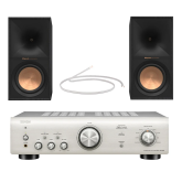 Denon PMA-600NE Integrated Amplifier Silver with Klipsch R-60M Bookshelf Speakers Pair Bundle
