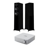 Wiim Amp Silver with Wharfedale Diamond 12.3 Floorstanding Speakers Pair in Black Package