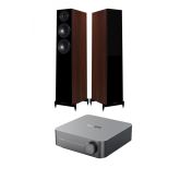 Wiim Amp Space Grey with Wharfedale Diamond 12.3 Floorstanding Speakers Pair in Walnut Package