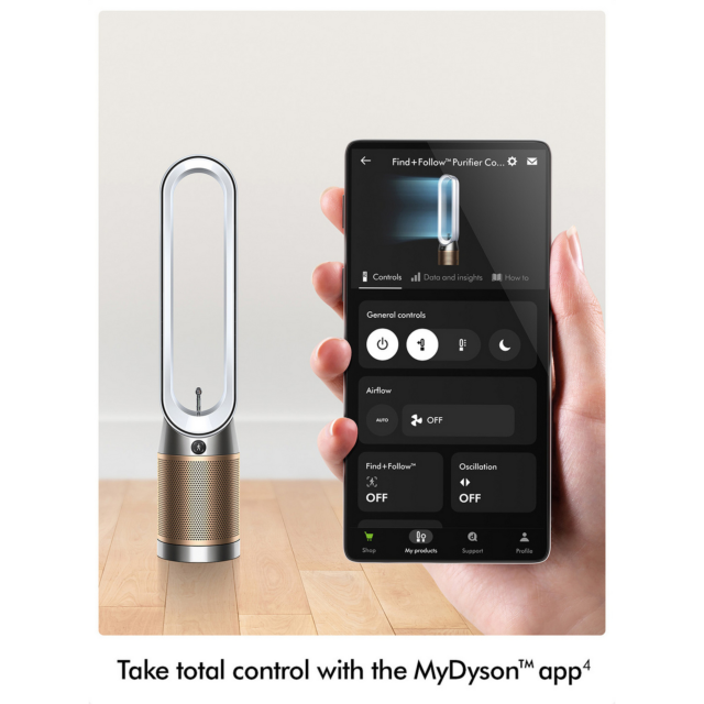 Dyson TP14 Purifier Fan with Voice Control and New Find+Follow air projection - White/Gold