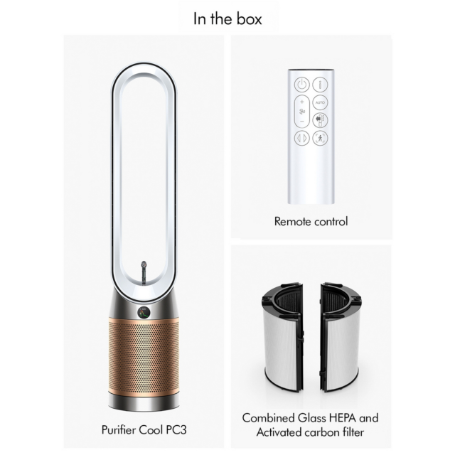 Dyson TP14 Purifier Fan with Voice Control and New Find+Follow air projection - White/Gold