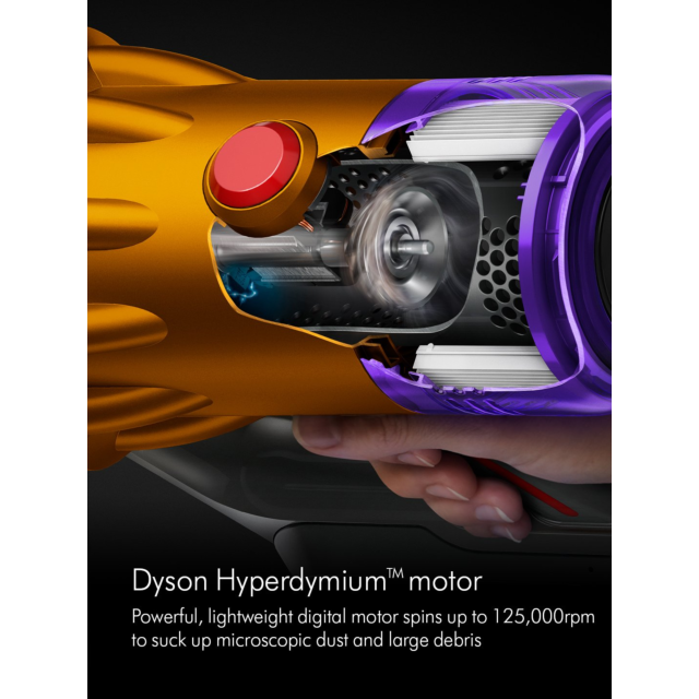 Dyson V12DETECTABS Cordless Stick Vacuum Cleaner - 60 Minutes Run Time - Yellow