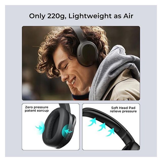 Edifier W820NB-PLUS Bluetooth ANC Hi-Res Audio Headphones - Black