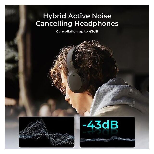 Edifier W820NB-PLUS Bluetooth ANC Hi-Res Audio Headphones - Black