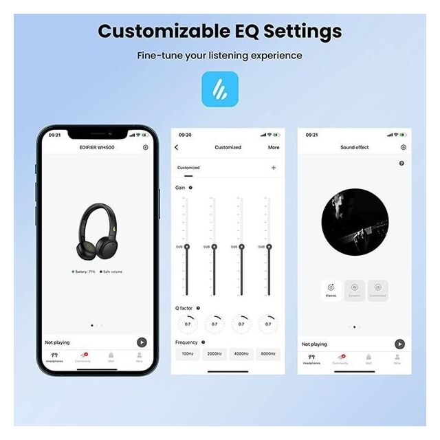 Edifier WH500-B Wireless On-Ear Headphones - Black