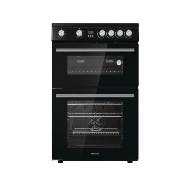Hisense HDE3211BBUK 60cm Double Oven Electric Cooker with Ceramic Hob - Black