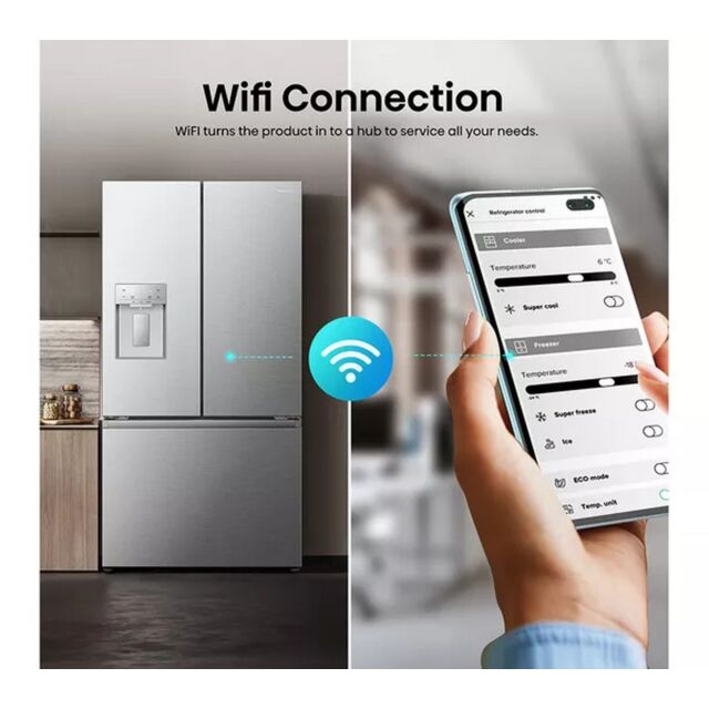 Hisense RF815N4SESE Total No Frost Plumbed American Fridge Freezer - Silver