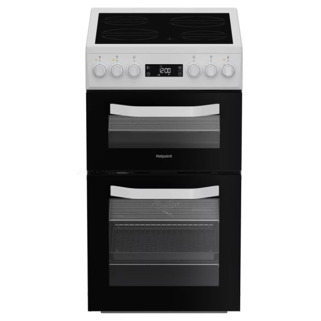 Hotpoint HDE5VDCW Electric Double Cooker 50CM - 62L / 33L with Ceramic Hob