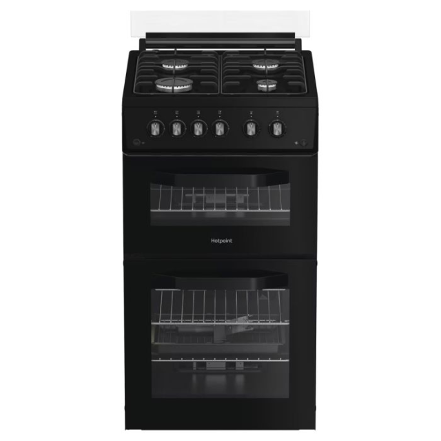 Hotpoint HDG5GCB Gas Double Cooker 50CM - 59L / 29L with Fast Preheat