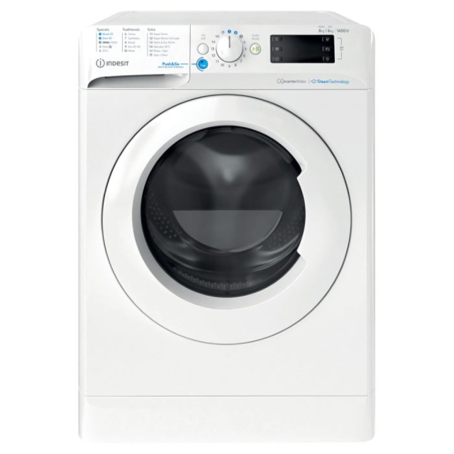 Indesit BDE86436WVUK WASHER-DRYER 8+6KG 1400SPIN WHITE PUSH WASH & DRY