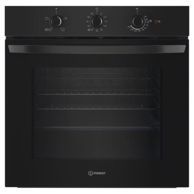 Indesit IO232HBUK Single Static Oven - Eco Cleaning - Static Oven - 71L With 3 Dial With Timer And A