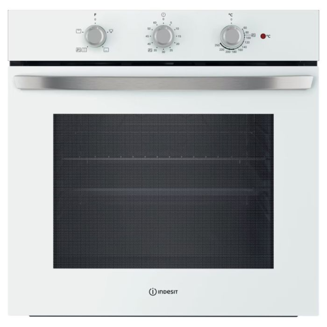 Indesit IO232HW Single Static Oven - Eco Cleaning - 71L With 3 Dial With Timer And A Energy In White