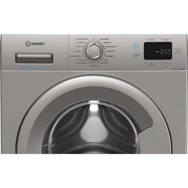 Indesit IP846SPUSHGOUK Push&Go IP 846S PUSH&GO UK 8kg Washing Machine - Silver