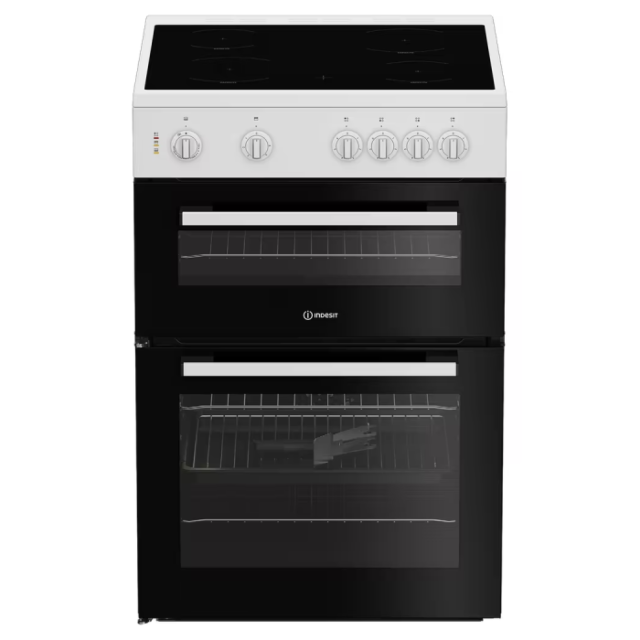 Indesit IT60V9KMWUK Electric Twin Cooker - Fan Oven - White With 2 Large Zones and Residual Heat Ind