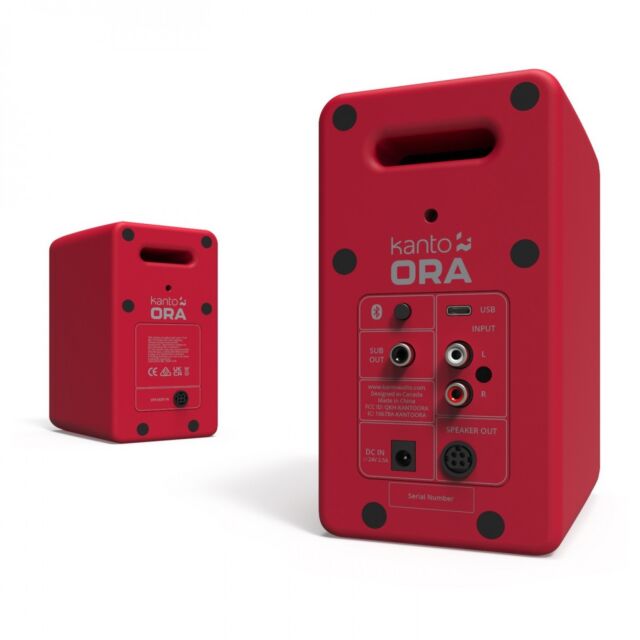 Kanto ORAMR Powered Reference Desktop Speakers With Bluetooth in Red