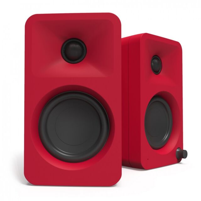 Kanto ORAMR Powered Reference Desktop Speakers With Bluetooth in Red