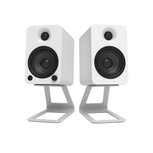 Kanto SE4 Elevated Desktop Speaker Stands in White