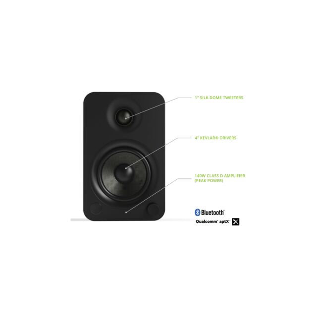 Kanto YU4 Powered Bookshelf Speakers with Bluetooth 4.0 in Matte Black