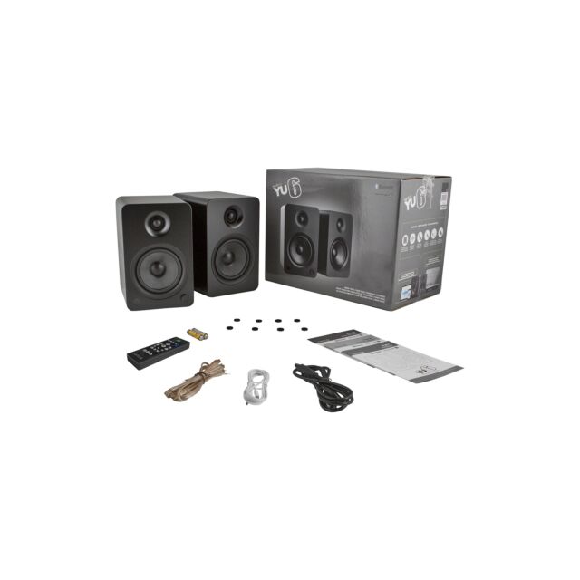 Kanto YU6 Powered Bookshelf Speakers with Bluetooth 4.0 with aptX and Built-In Phono Preamp in Matte Black