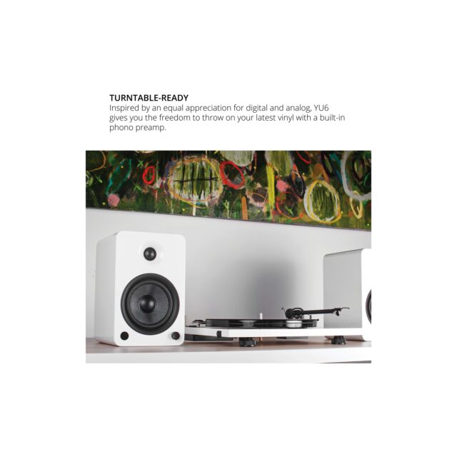 Kanto YU6 Powered Bookshelf Speakers with Bluetooth 4.0 with aptX and Built-In Phono Preamp in Matte Black