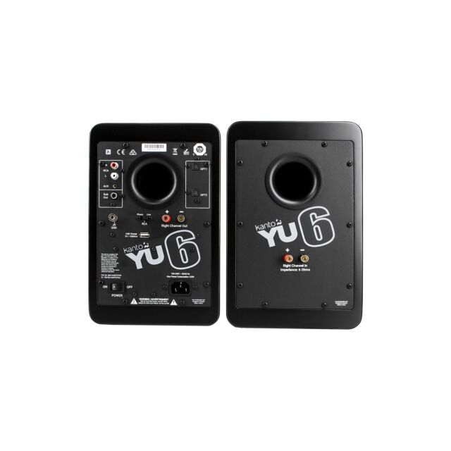 Kanto YU6 Powered Bookshelf Speakers with Bluetooth 4.0 with aptX and Built-In Phono Preamp in Matte Black