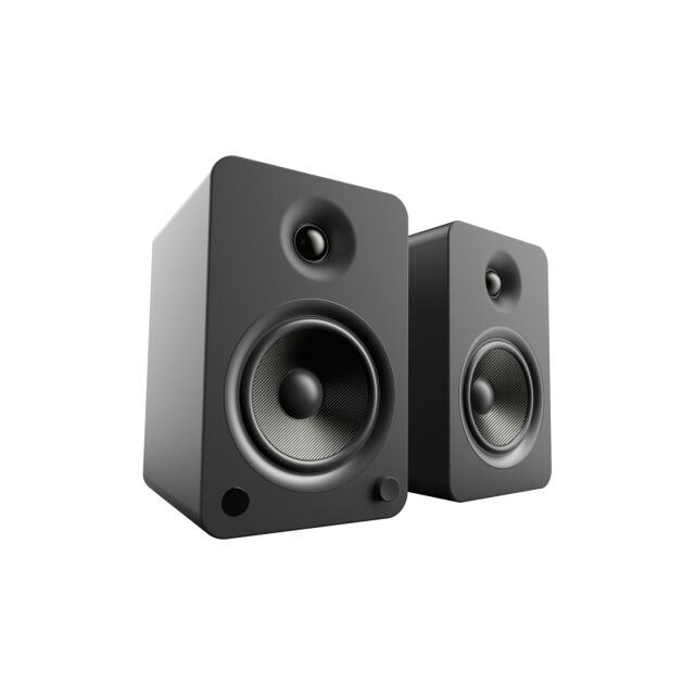 Kanto YU6 Powered Bookshelf Speakers with Bluetooth 4.0 with aptX and Built-In Phono Preamp in Matte Black
