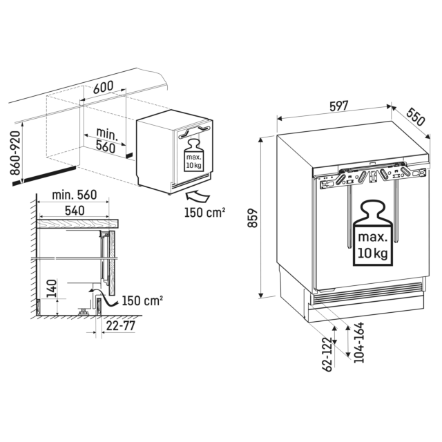 Liebherr SUFC3703 60cm Frost-Freezer Fixed Hinge