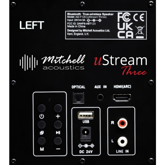 Mitchell Acoustics UStream Three Active stereo wireless Speakers - Black