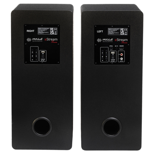 Mitchell Acoustics UStream Three Active stereo wireless Speakers - Black