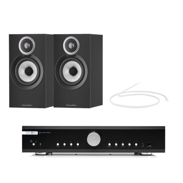 Musical Fidelity Amplifier With Bowers & Wilkins 607S3 Bookshelf Speakers Pair Bundle Black