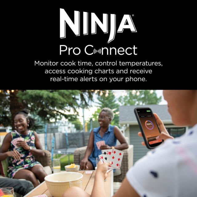 Ninja OG901UKCOVKIT Electric BBQ Grill & Smoker with Cover and Woodfire Pellets  - Black/Blue