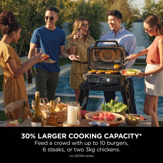 Ninja OG901UKCOVKIT Electric BBQ Grill & Smoker with Cover and Woodfire Pellets  - Black/Blue