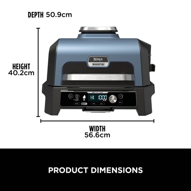 Ninja OG901UKCOVKIT Electric BBQ Grill & Smoker with Cover and Woodfire Pellets  - Black/Blue