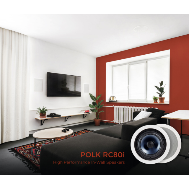 Polk RC80I Round in-ceiling Speakers with 8 Inch Driver Pair