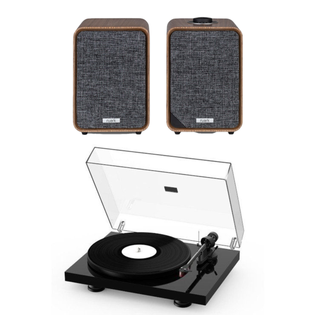 Pro-Ject DEBUTCARBON EVO Turntable With Ruark Mr1 Mk3 Walnut Speakers Pair Hi-Fi Package