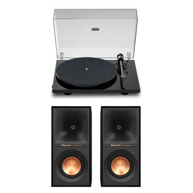 Pro-Ject E1.2 Turntable with R-40PM Speakers Pair Hi-Fi Package Black