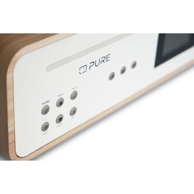 Pure Classic Stereo DAB+/FM/Internet Radio Bluetooth Wi-Fi Wireless All-In-One Music System with Remote Control in Cotton White