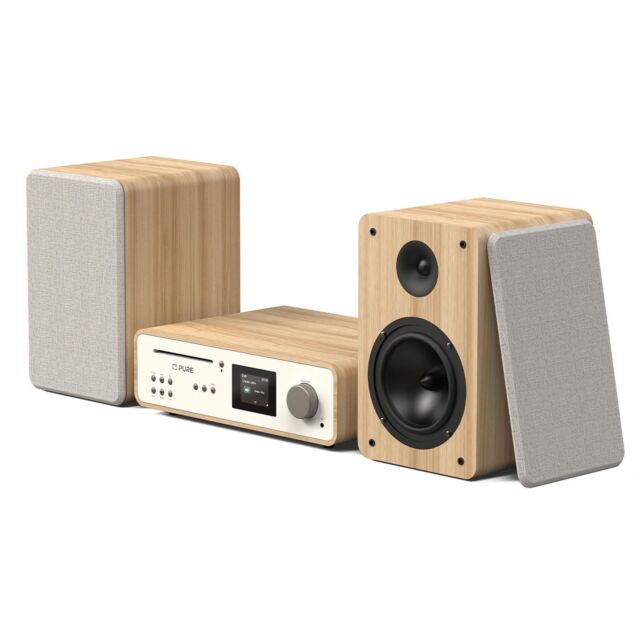 Pure Classic Stereo DAB+/FM/Internet Radio Bluetooth Wi-Fi Wireless All-In-One Music System with Remote Control in Cotton White