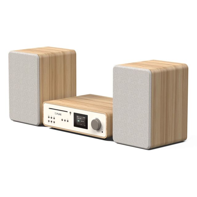 Pure Classic Stereo DAB+/FM/Internet Radio Bluetooth Wi-Fi Wireless All-In-One Music System with Remote Control in Cotton White