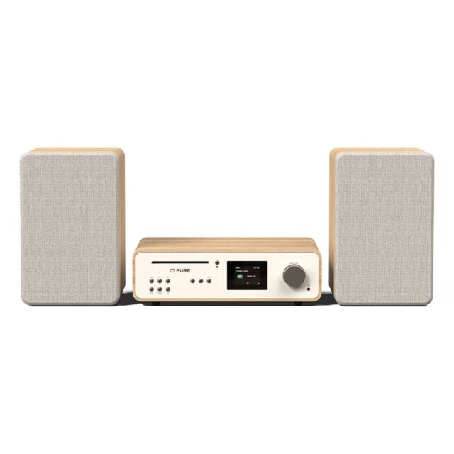Pure Classic Stereo DAB+/FM/Internet Radio Bluetooth Wi-Fi Wireless All-In-One Music System with Remote Control in Cotton White