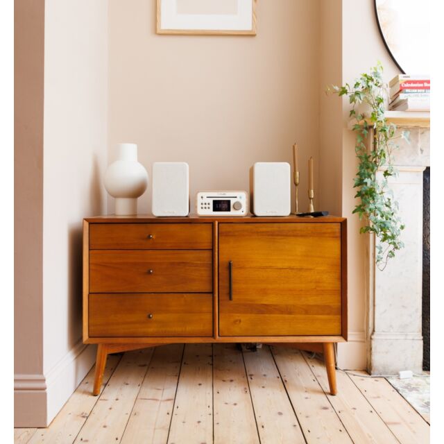 PURE Classic Stereo Mini Micro Stereo All in-one System with DAB+, FM and CD player White/Oak