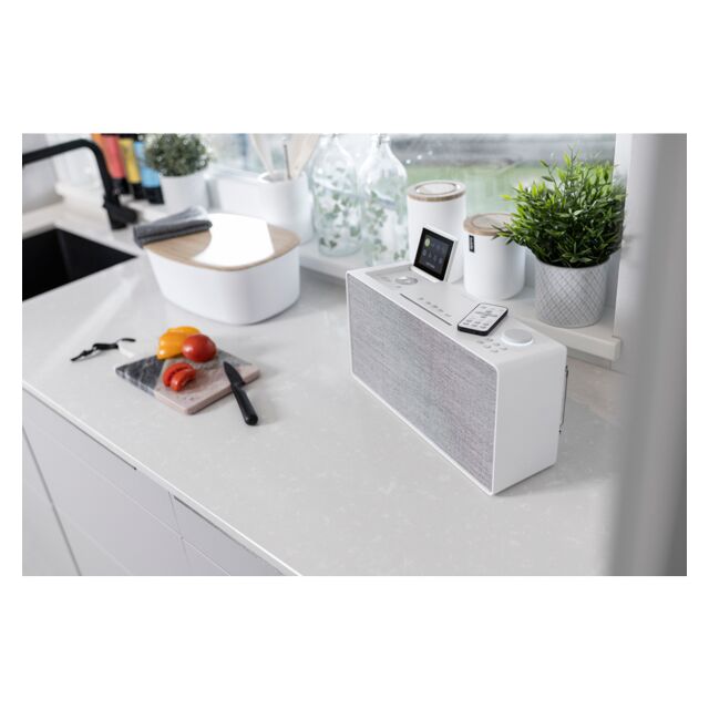 Pure Evoke Home all in one music system with Bluetooth, WiFi, DAB/FM Radio & CD in Cotton white