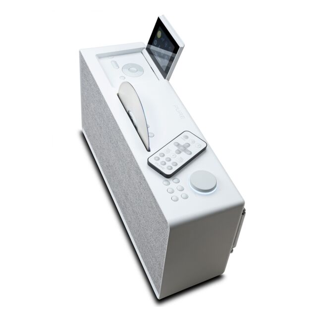 Pure Evoke Home all in one music system with Bluetooth, WiFi, DAB/FM Radio & CD in Cotton white
