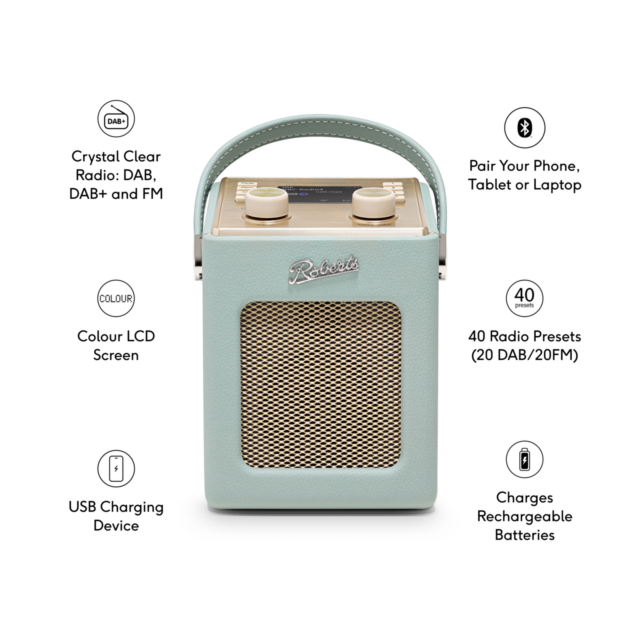 Roberts Revival Mini 2 DAB+/FM Portable Radio with Bluetooth in Duck Egg