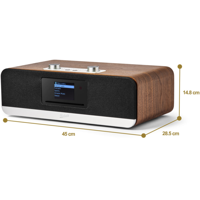 Roberts Stream 67L Bluetooth Sound System with CD Player and Internet DAB+ Radio in Walnut