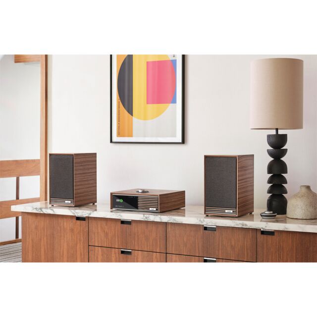 Ruark R610 Music Console with Sabre-R Speakers in Walnut Streaming System for Premium Sound Package