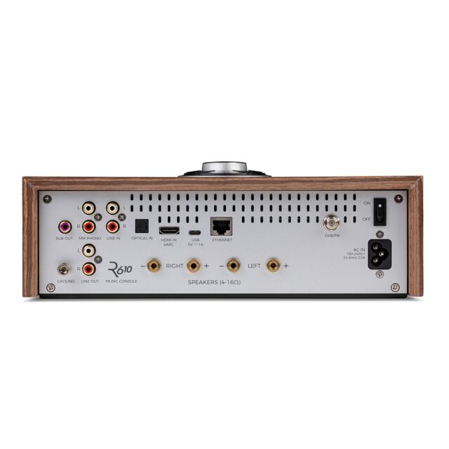 Ruark R610 DAB DAB+ FM Internet Radio Bluetooth Wi-Fi Wireless All-In-One Streaming Music Console Fused Walnut