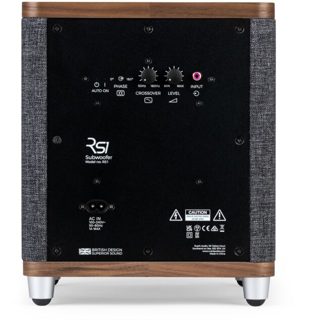 Ruark RS1 Subwoofer Rich Walnut Veneer With Slate Grey Fabric Grille